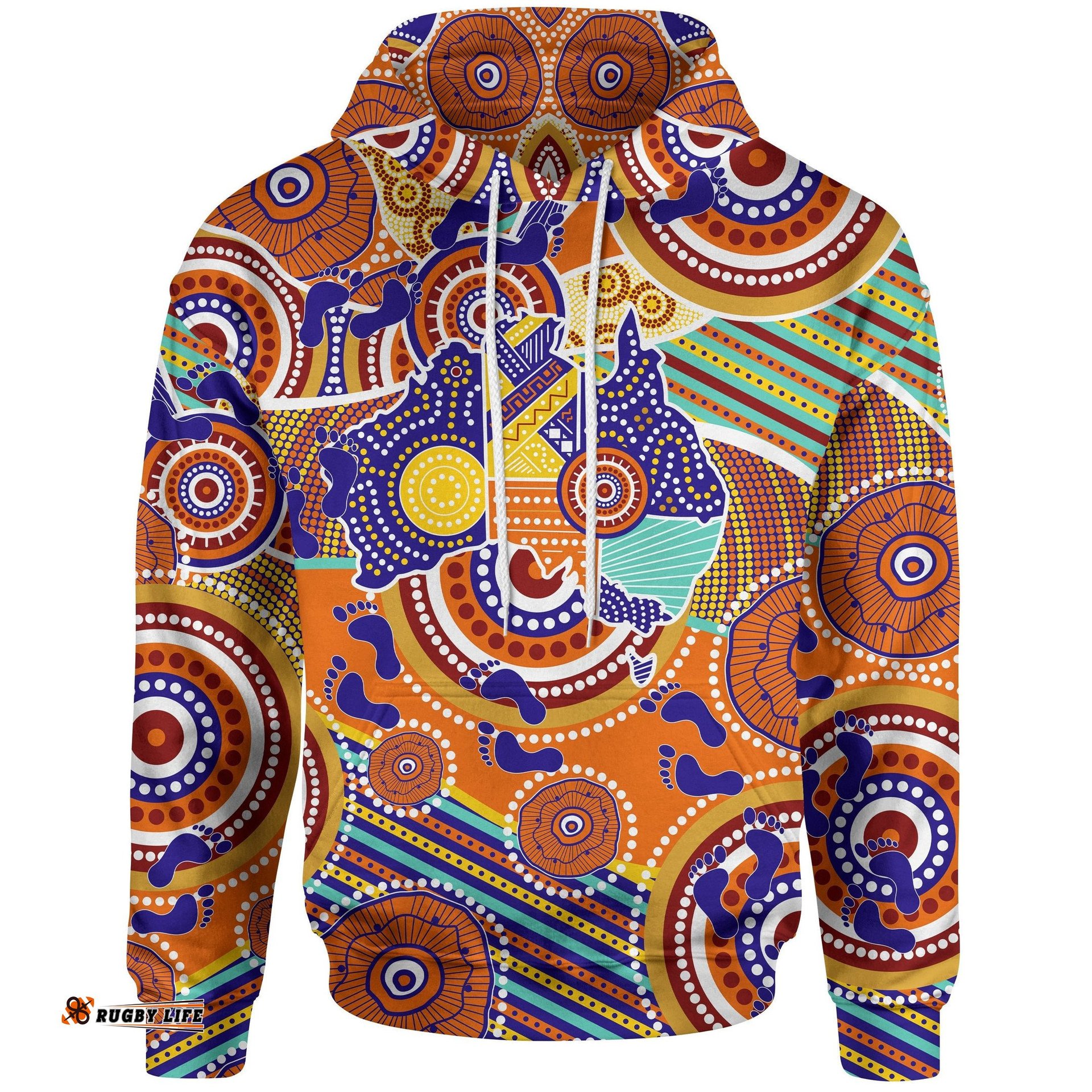 Kid Aboriginal Hoodie Australian Map Dot Painting