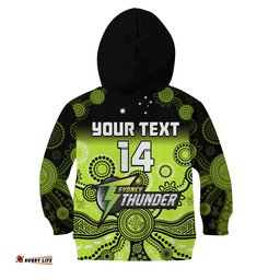 Custom Text And Number Thunder Hoodie KID Sydney Gradient Aboriginal Art
