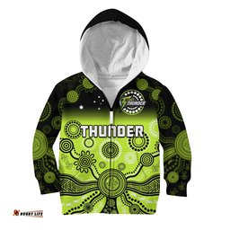 Custom Text And Number Thunder Hoodie KID Sydney Gradient Aboriginal Art