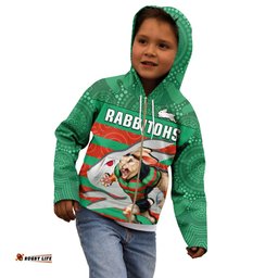 Rabbitohs Rugby Hoodie KID Aboriginal Dot Painting Glory Glory Sporty Style