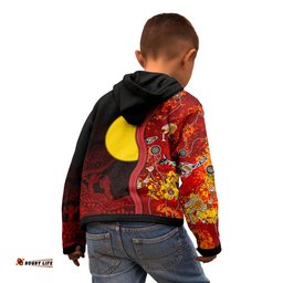 Custom Kids Aboriginal Hoodie Red Indigenous Flag