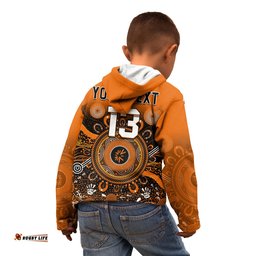 Custom Text and Number Perth Scorchers Hoodie KID Aboriginal Sunshine
