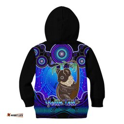 Personalised Australia Cancer Koala Zodiac Kid Hoodie Auz Astrology Aboriginal Blue
