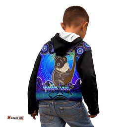 Personalised Australia Cancer Koala Zodiac Kid Hoodie Auz Astrology Aboriginal Blue