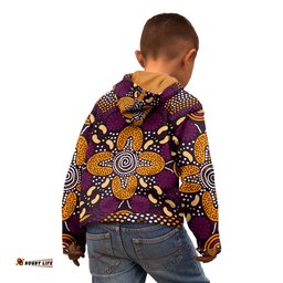 Aboriginal Zip Up Hoodie Kids Flowers Dot Panting Art