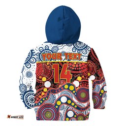 Custom Text And Number Roosters Rugby Hoodie KID Easts 1908 Aboriginal Artsy Premiers