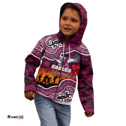 Custom Personalised Anzac Day NRL Sea Eagles Kid Hoodie Aboriginal Lizard Patterns