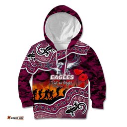 Custom Personalised Anzac Day NRL Sea Eagles Kid Hoodie Aboriginal Lizard Patterns