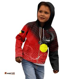 Aboriginal Zip Up Hoodie Kid Two Indigenous Lizard