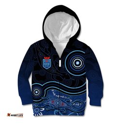 Personalised NSW Blues Rugby Indigenous Kid Hoodie Lizard Aboriginal Dot Art