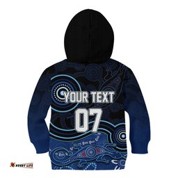 Personalised NSW Blues Rugby Indigenous Kid Hoodie Lizard Aboriginal Dot Art
