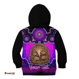 Personalised Australia Virgo Echidna Zodiac Kid Hoodie Auz Astrology Aboriginal Magenta