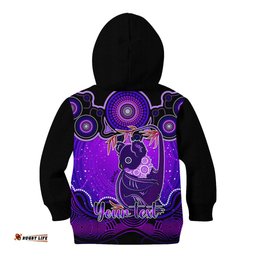 Personalised Australia Cancer Koala Zodiac Kid Hoodie Auz Astrology Aboriginal Purple
