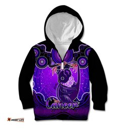 Personalised Australia Cancer Koala Zodiac Kid Hoodie Auz Astrology Aboriginal Purple