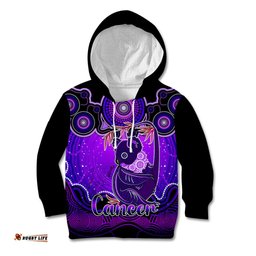 Personalised Australia Cancer Koala Zodiac Kid Hoodie Auz Astrology Aboriginal Purple