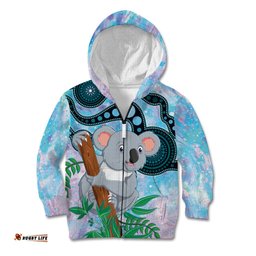 Australia Opal Koala Kid Hoodie Aussie Aboriginal Art