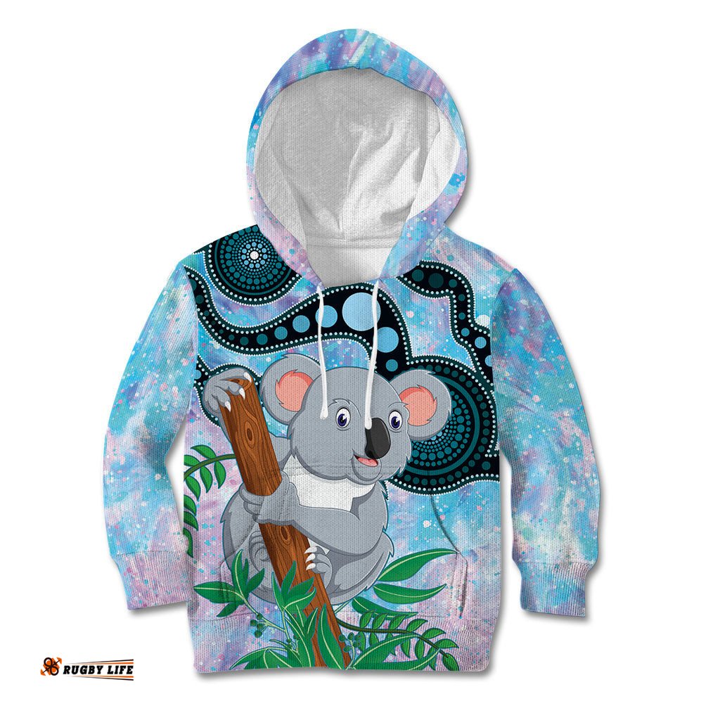 Australia Opal Koala Kid Hoodie Aussie Aboriginal Art