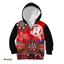 Custom Personalised Melbourne Renegades Kid Hoodie Cricket Indigenous Aboriginal Lizard Version