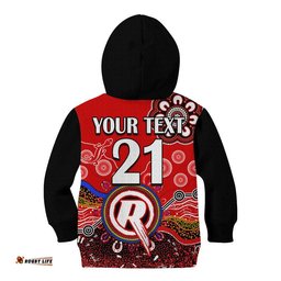 Custom Personalised Melbourne Renegades Kid Hoodie Cricket Indigenous Aboriginal Lizard Version