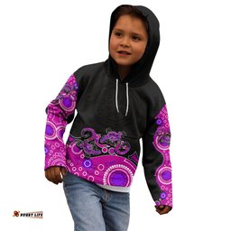 Australia Aboriginal Kid Hoodie Lizard Pink
