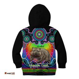Personalised Australia Taurus Wombat Zodiac Kid Hoodie Auz Astrology Aboriginal Rainbow