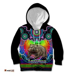 Personalised Australia Taurus Wombat Zodiac Kid Hoodie Auz Astrology Aboriginal Rainbow