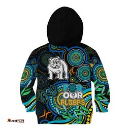 Bulldogs Rugby Aboriginal Art Kid Hoodie NAIDOC Indigenous Tribal