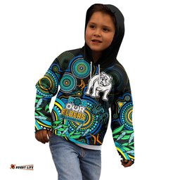 Bulldogs Rugby Aboriginal Art Kid Hoodie NAIDOC Indigenous Tribal