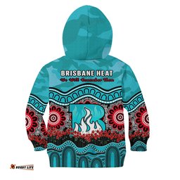 Brisbane Heat Cricket ANZAC Hoodie KID Poppy Aboriginal Camouflage