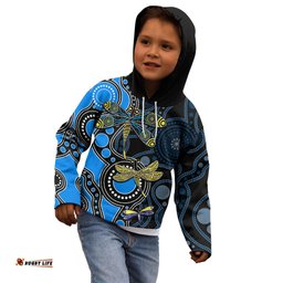 Aboriginal Dragonfly Kid Hoodie Blue Style