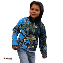 Aboriginal Dragonfly Kid Hoodie Blue Style