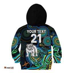 Custom Bulldogs Rugby Aboriginal Art Kid Hoodie NAIDOC Indigenous Tribal