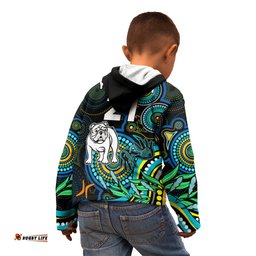 Custom Bulldogs Rugby Aboriginal Art Kid Hoodie NAIDOC Indigenous Tribal
