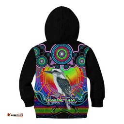 Personalised Australia Sagittarius Kookaburra Zodiac Kid Hoodie Auz Astrology Aboriginal Rainbow