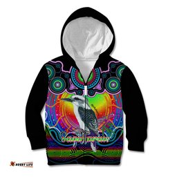 Personalised Australia Sagittarius Kookaburra Zodiac Kid Hoodie Auz Astrology Aboriginal Rainbow