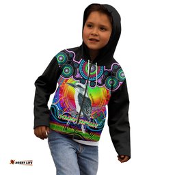 Personalised Australia Sagittarius Kookaburra Zodiac Kid Hoodie Auz Astrology Aboriginal Rainbow