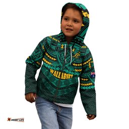 Wallabies Rugby Kid Hoodie Polynesian and Aboriginal Special Green Version