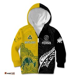 Personalised Matildas Mix Football Ferns Kid Hoodie 2023 World Cup Aboriginal Tribal Style