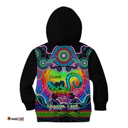Personalised Australia Leo Lizard Zodiac Kid Hoodie Auz Astrology Aboriginal Rainbow