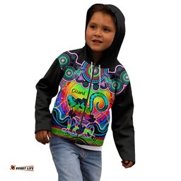 Personalised Australia Leo Lizard Zodiac Kid Hoodie Auz Astrology Aboriginal Rainbow