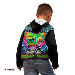 Personalised Australia Leo Lizard Zodiac Kid Hoodie Auz Astrology Aboriginal Rainbow