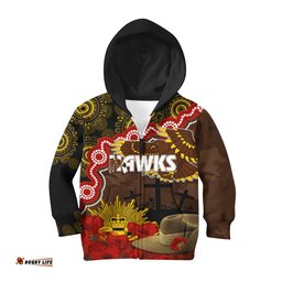 Hawks Football ANZAC 2023 Hoodie KID Aboriginal Mix Slouch Hat
