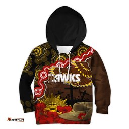 Hawks Football ANZAC 2023 Hoodie KID Aboriginal Mix Slouch Hat