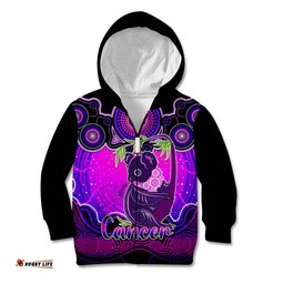 Personalised Australia Cancer Koala Zodiac Kid Hoodie Auz Astrology Aboriginal Magenta
