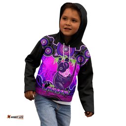 Personalised Australia Cancer Koala Zodiac Kid Hoodie Auz Astrology Aboriginal Magenta
