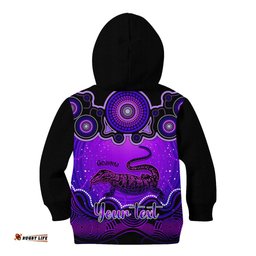 Personalised Australia Capricorn Goanna Zodiac Kid Hoodie Auz Astrology Aboriginal Purple