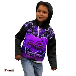 Personalised Australia Capricorn Goanna Zodiac Kid Hoodie Auz Astrology Aboriginal Purple