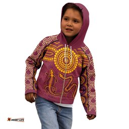 Aboriginal Zip Up Hoodie Kids Aboriginal Snake And Alligator