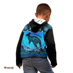 Personalised Australia Aries Kangaroo Zodiac Kid Hoodie Auz Astrology Aboriginal Aqua