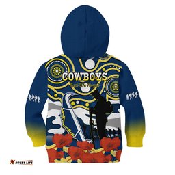 Cowboys Rugby ANZAC 2023 Hoodie KID Australian Army Aboriginal Lest We Forget